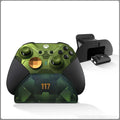Compact controller stand for PS5 and Xbox Series in black bracket finish, measuring 11cm by 9.3cm, with a single controller placed upright