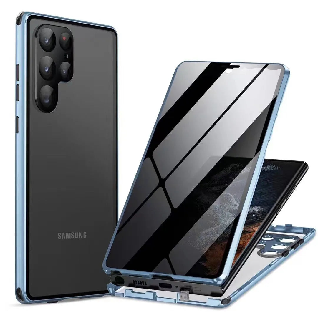 Samsung S23 Ultra metal phone case anti-peep shockproof magnetic suction electroplated finish