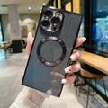 Square electroplated transparent solid colour phone case for iPhone with drop protection, black finish