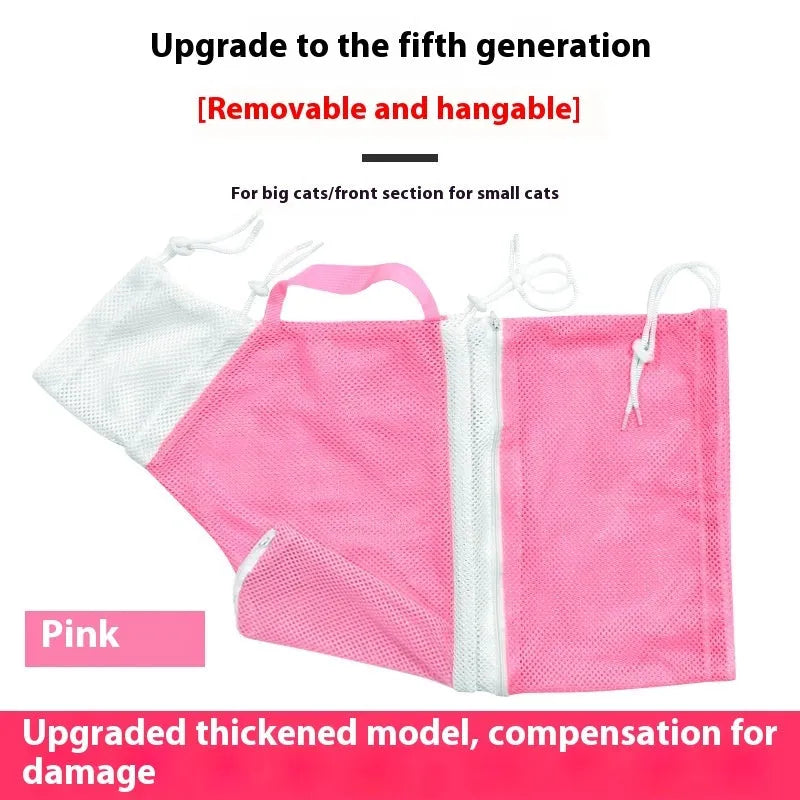 Upgraded 5th generation cat grooming beauty bag for washing and nail trimming in detachable scratch-resistant design.