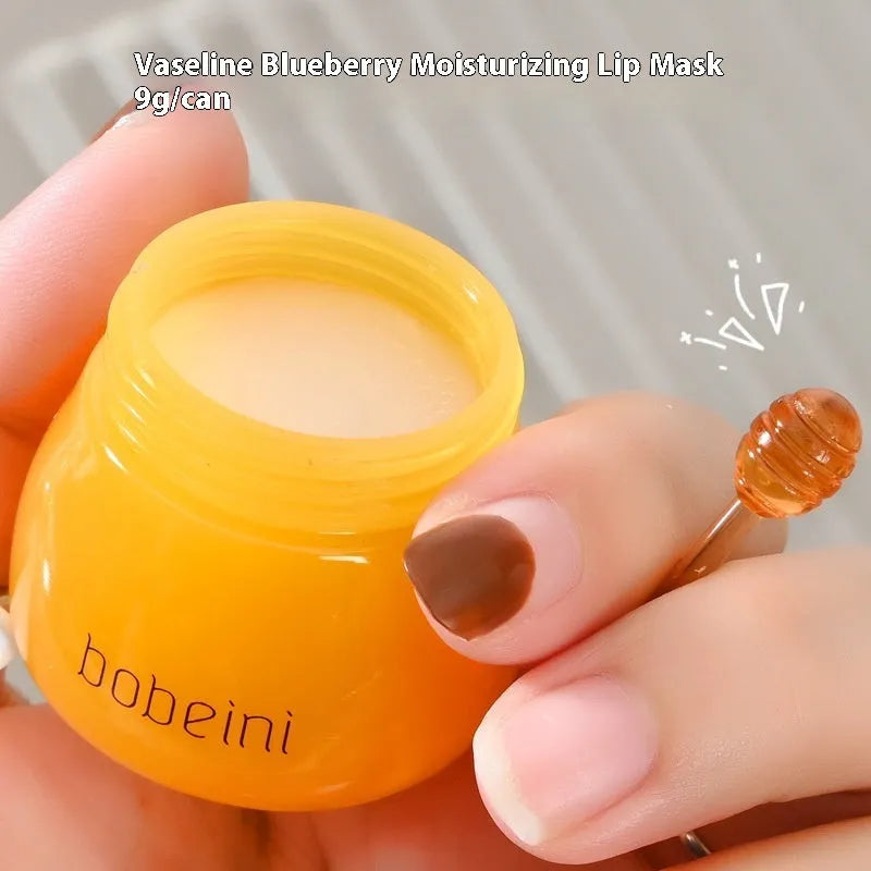 9g pot of honey pot care lip balm with small brush, pomegranate or blueberry flavour