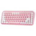 Pink Bluetooth keyboard with 84 quiet mechanical keys in compact wireless design