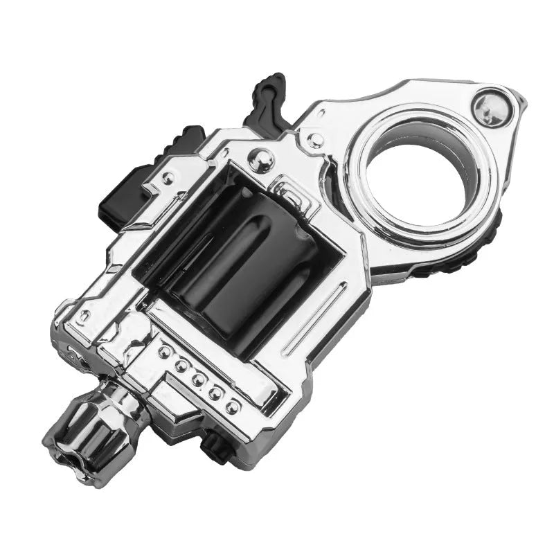 Alloy toy gun with soft bullet ring in Bright Silver finish, compact design, gift box packaging