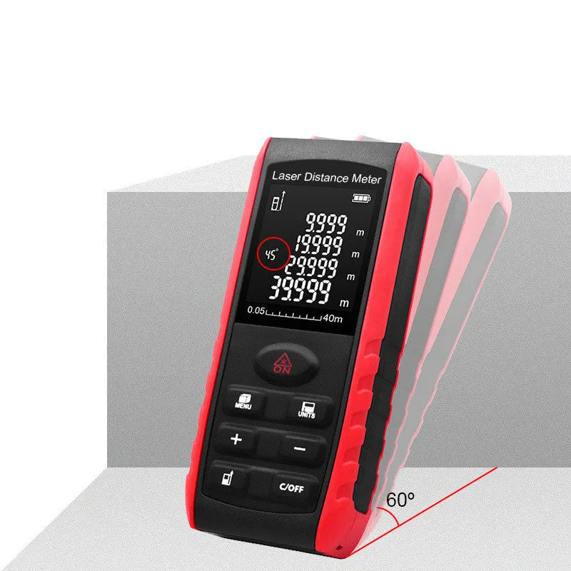 E40 M hand-held laser range finder with ABS construction and infrared measuring capability