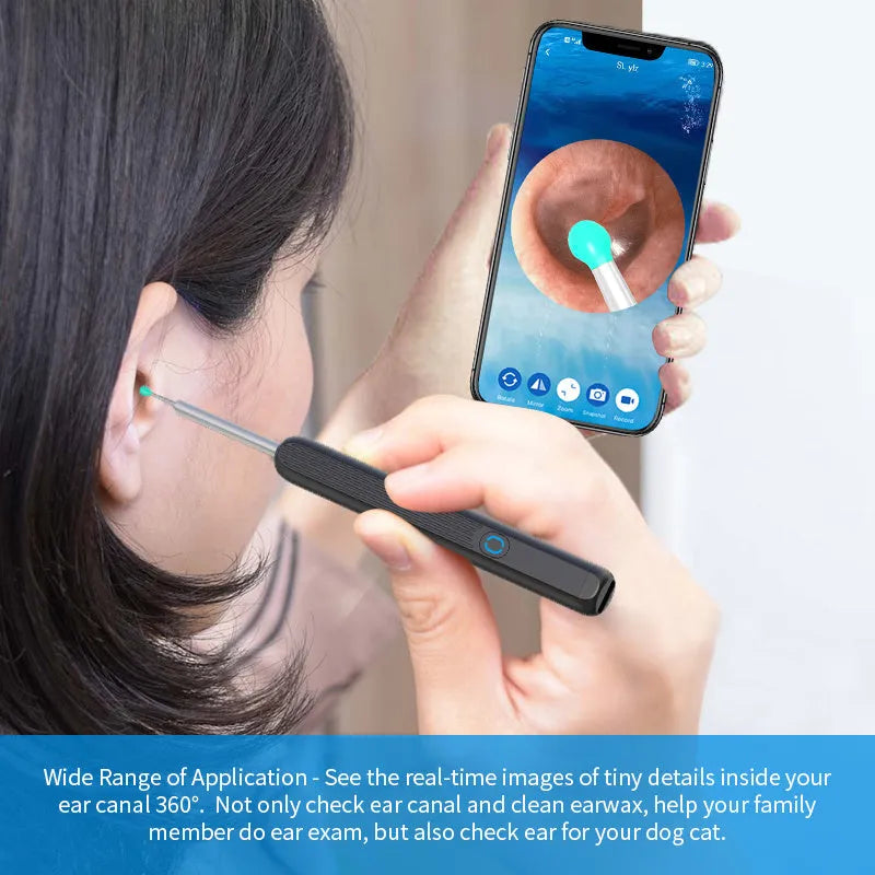 NE3 wireless ear cleaner otoscope with camera LED light in black or white colour