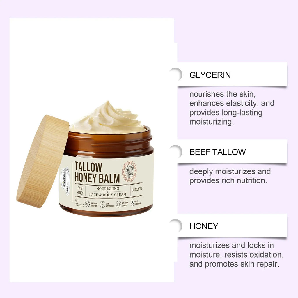 57g tallow honey skin repair moisturising cream jar for dry skin hydration