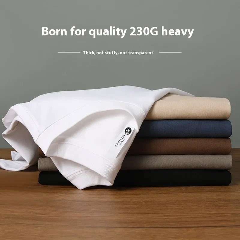 Heavy 230g cotton blend drop shoulder T-shirt in loose fit, shown in a solid colour.