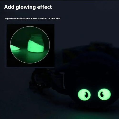 Pink adjustable cat collar with a built-in white plastic case for an Apple AirTag, shown on a table.