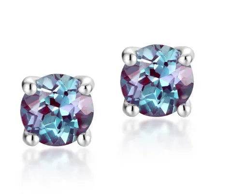 Simple geometric Alexander Stone ear studs in 925 silver with round design.