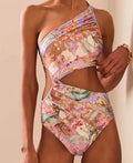 Women's patterned rose gold one-piece swimsuit with summer swimwear design
