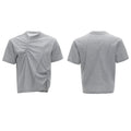 Men's loose fit cotton T-shirt with pleated detail and round neck in grey.