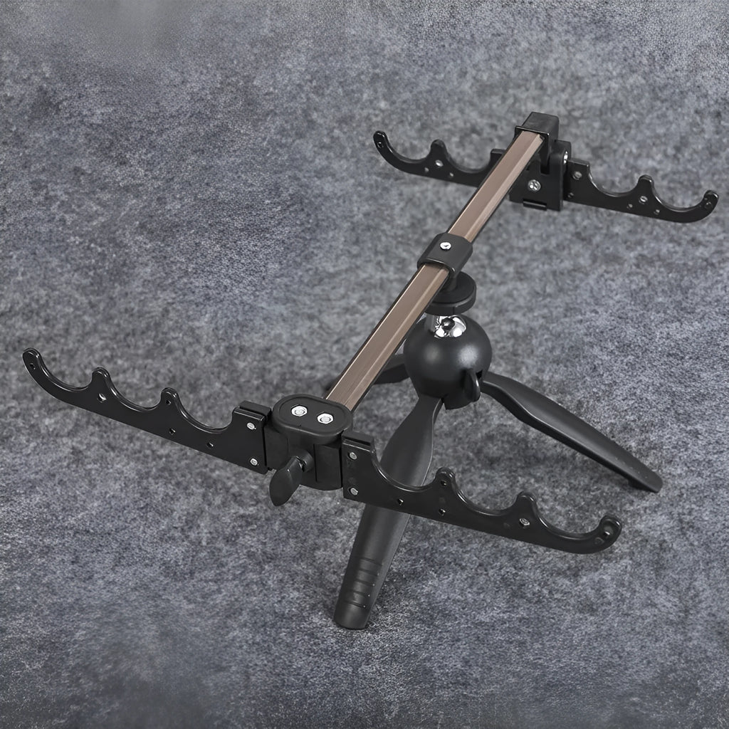 Aluminium alloy ice fishing rod holder bracket with triangle tripod base