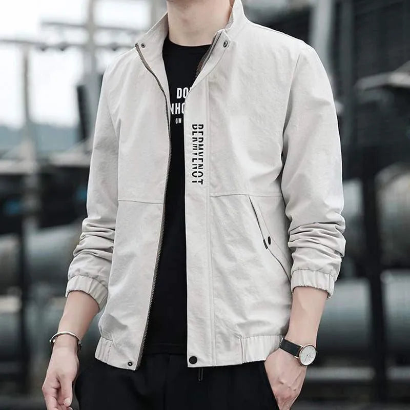 Men's stand collar long sleeve casual sports coat in various colours
