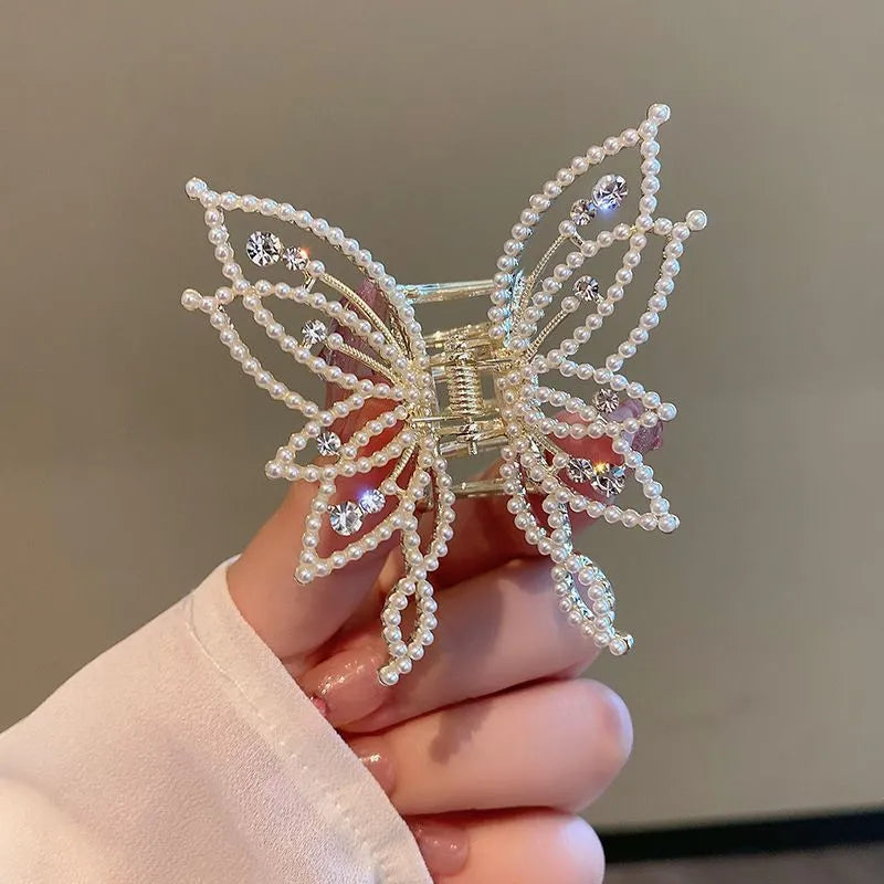 Butterfly design hair clip barrette with alloy construction and electroplated finish