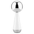 Silver stainless steel facial ice roller measuring 145x50mm on a clean surface