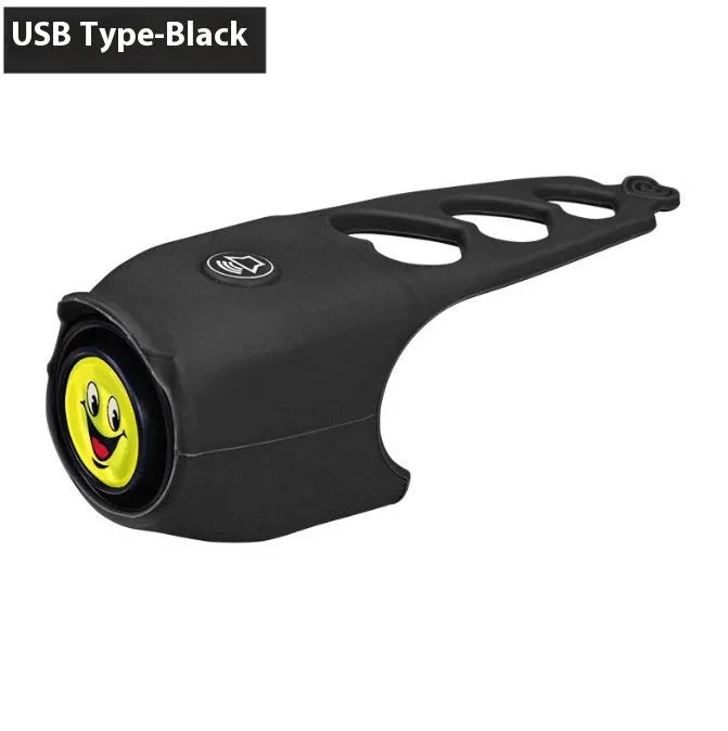Bicycle electronic horn in plastic casing with 100dB alarm, measuring 12.5cm