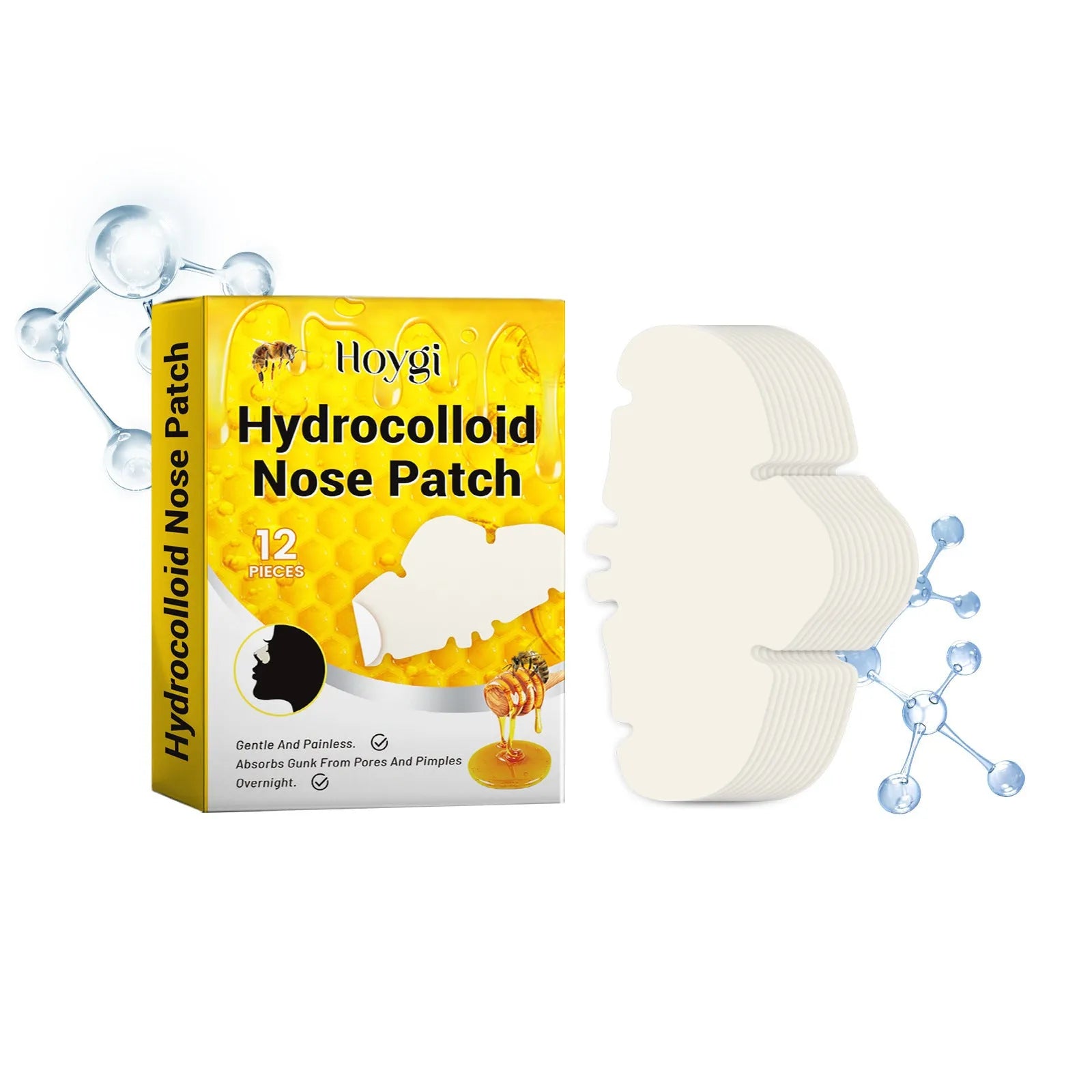 Transparent hydrocolloid nose pore patches pack of 12 pieces for blackhead treatment