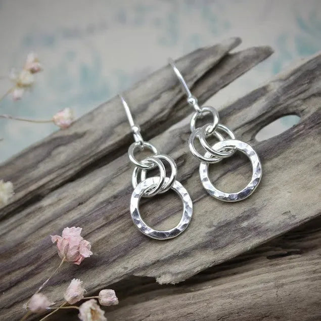 Round ring earrings retro minimalist geometric shape silver electroplated zinc alloy