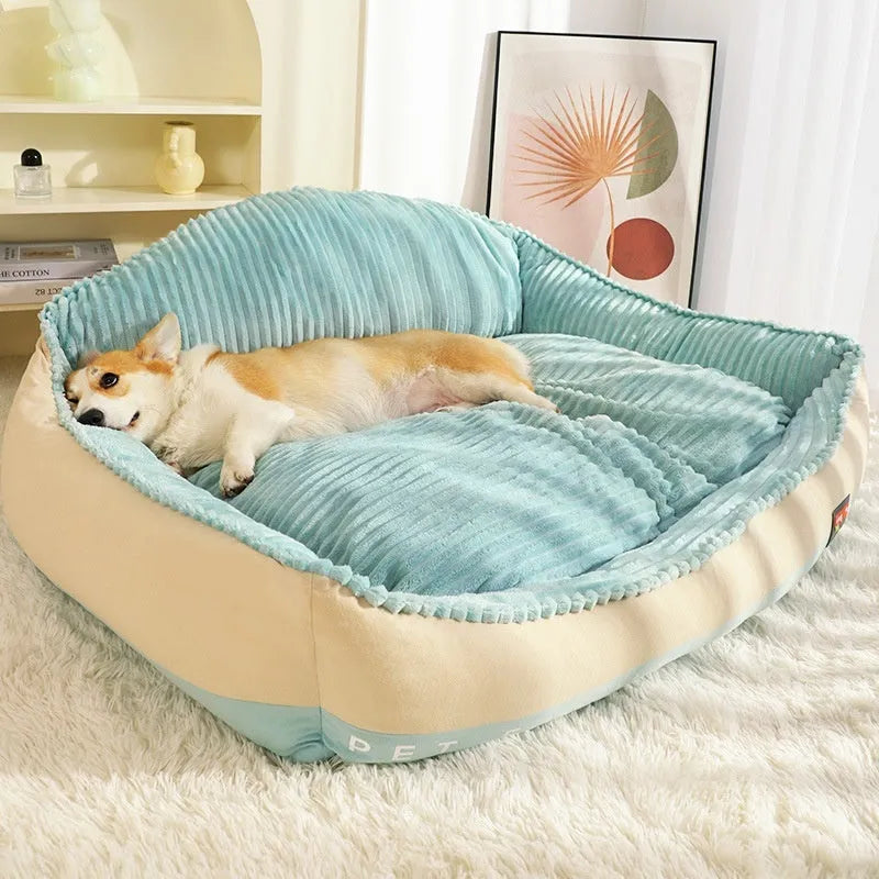 Morandi coloured removable pet bed mat with soft padding, shown in Large 90cm size.