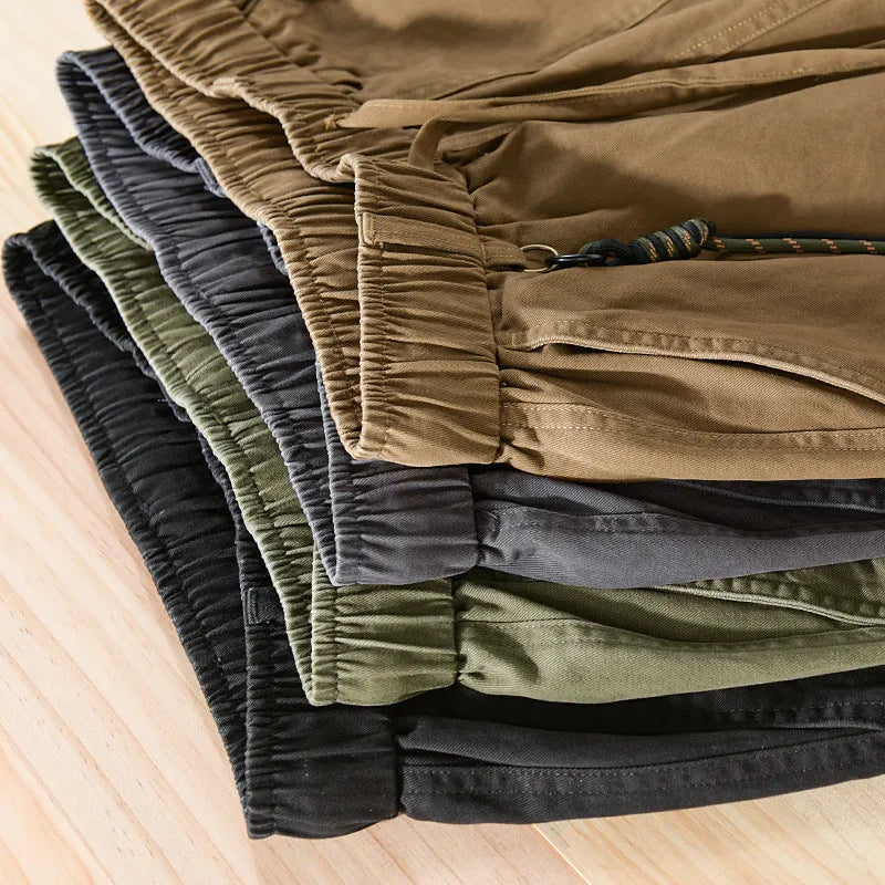 Men's cotton Amekaji style overalls with banded ankles in Army Green.