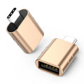USB data and charging converter in zinc alloy shell, colours include Champagne Gold and Space Grey.