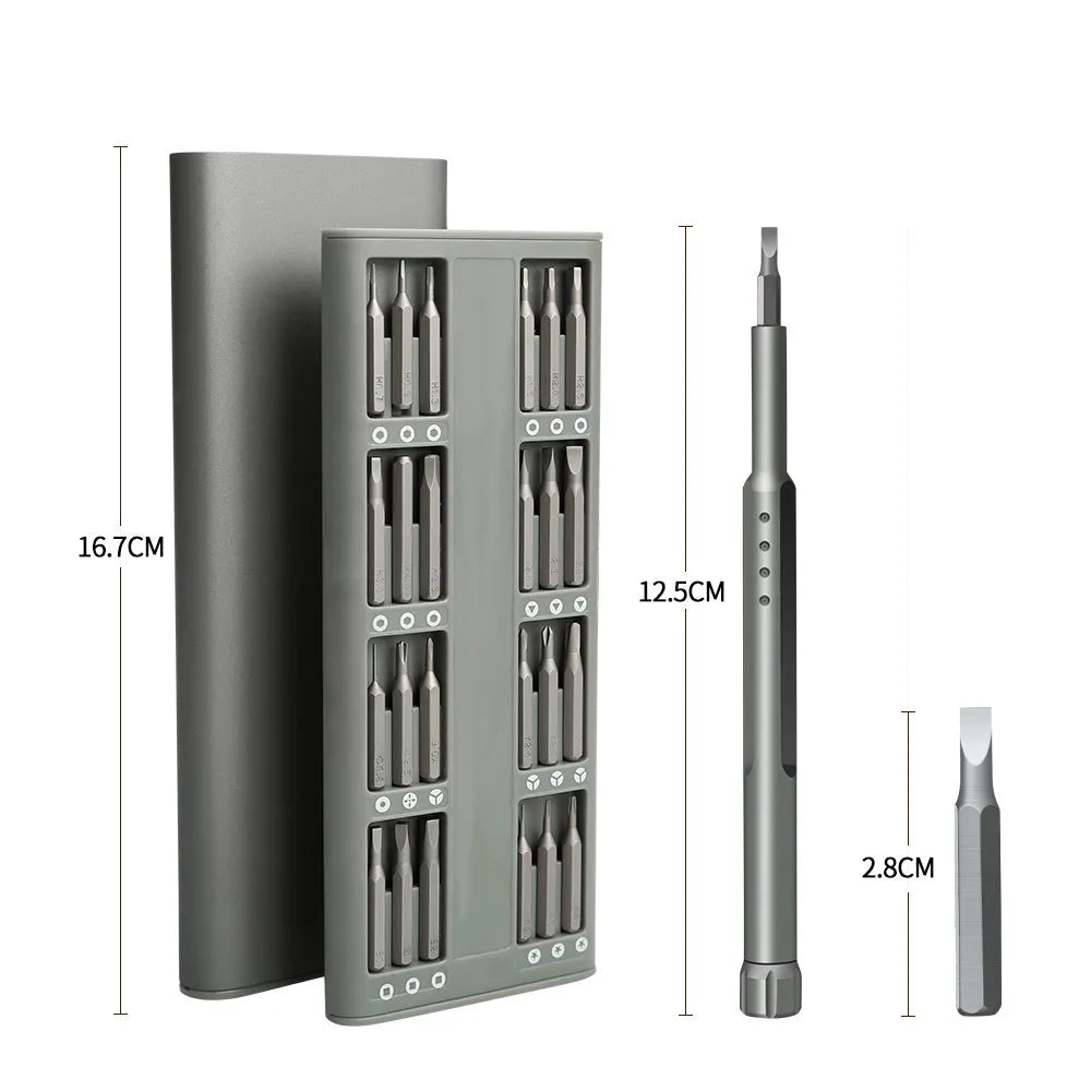 49-piece magnetic precision screwdriver set with nickel aluminium bronze construction for electronics repair
