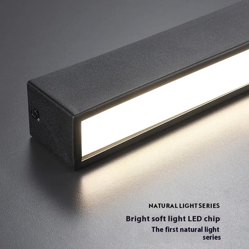 Rectangular aluminium ceiling lamp 53.6cm 20W in Obsidian Black for living room lighting