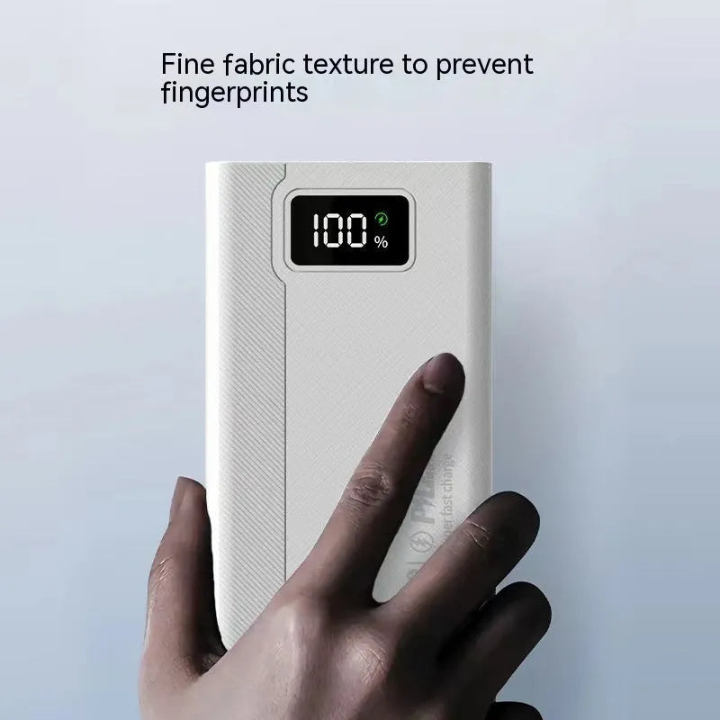 Large capacity power bank in black or white with fast charging support, multiple capacity options