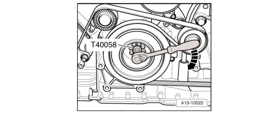Aodi T40058 crankshaft rotating sleeve engine timing tool with adapter.