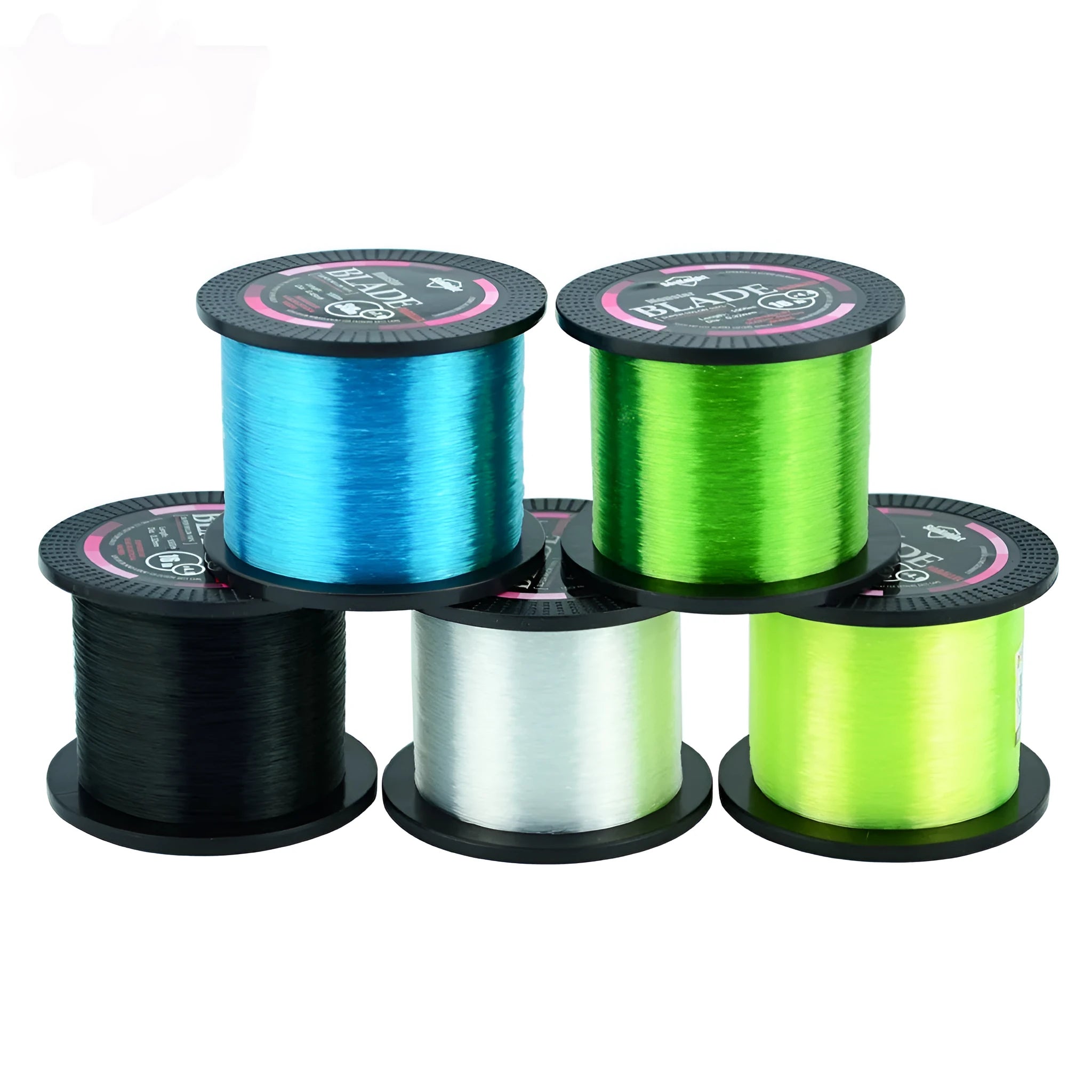 Seaknight1000 nylon fishing line spool in multiple colour options showing diameter size markings