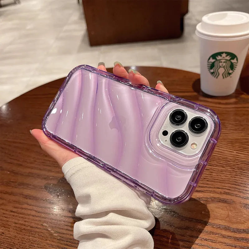 Water ripple transparent silicone phone case for iPhone with drop-resistant and anti-fingerprint protection