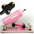 Purple automatic telescopic thrusting sex tool for women on a neutral background