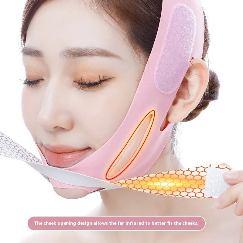 Pink and black elastic V face bandage facial care tool with packaging options