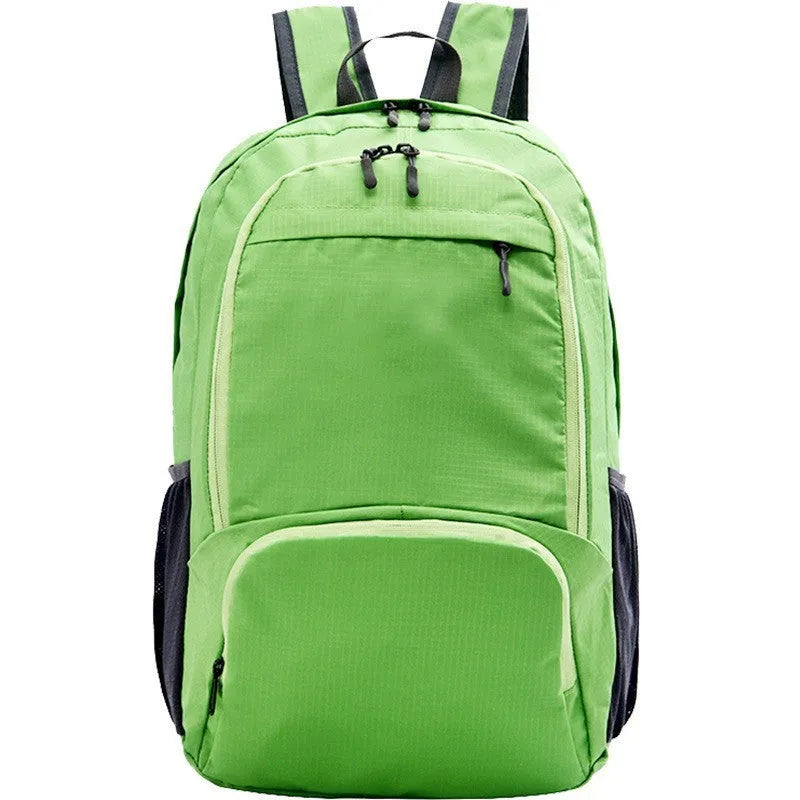 26-inch foldable waterproof backpack in Oxford cloth, shown in multiple colour options.