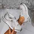 Flat bottom round head lace-up women's pumps in gold, silver, black, and brown colours