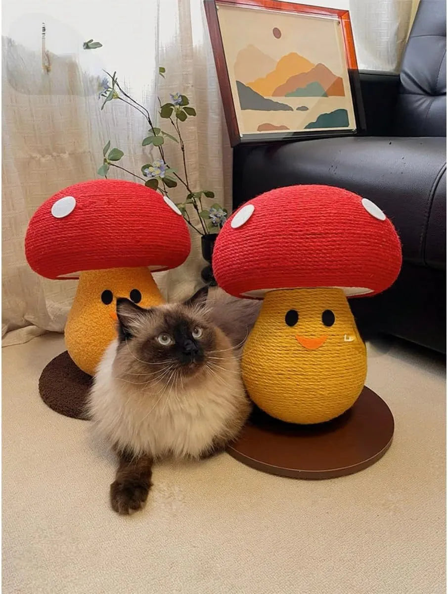 Foldable accordion cat scratcher round mushroom board with cardboard construction