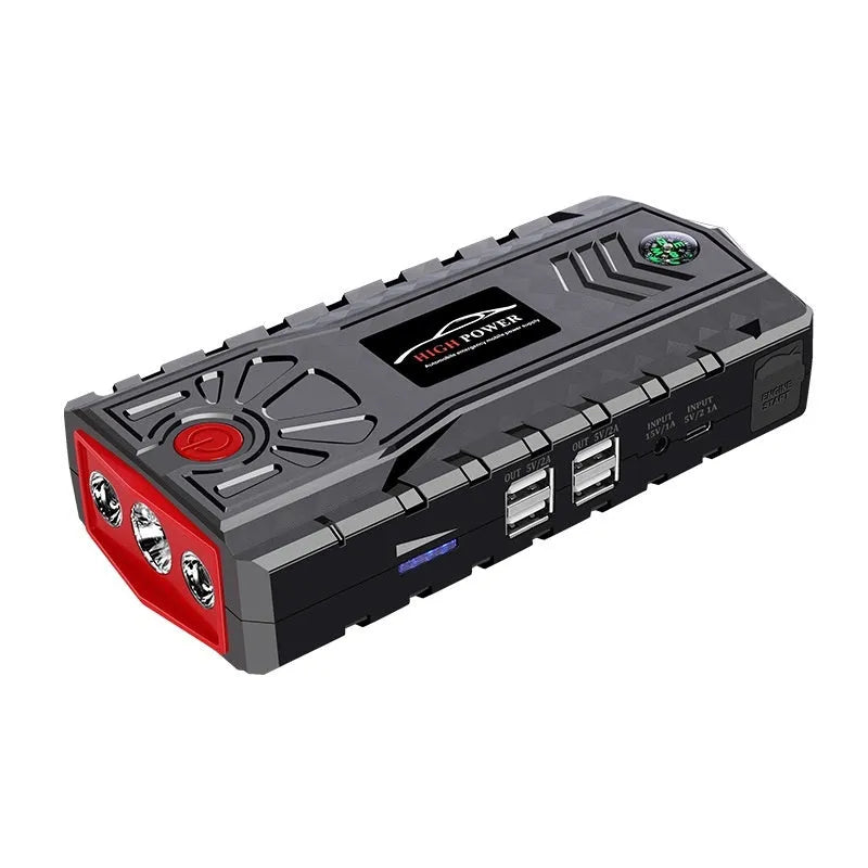 Portable automobile emergency jump starter in ABS toolbox with LED flashlight