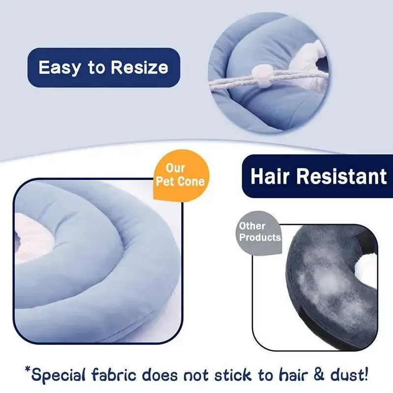 Adjustable waterproof Elizabethan collar cone for dogs and cats in blue colour with spring buckle closure