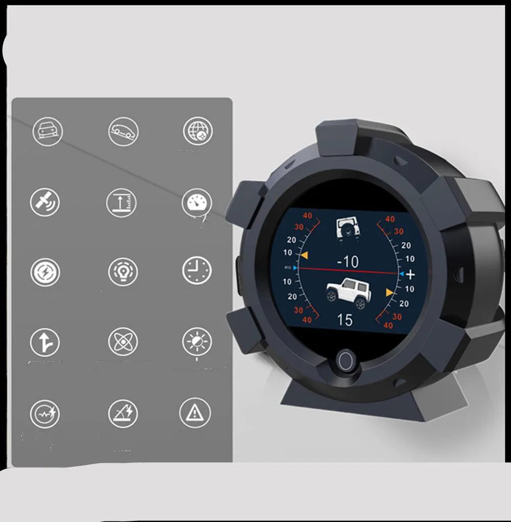 Car incline meter with satellite positioning and voltage reverse protection in OBD colour