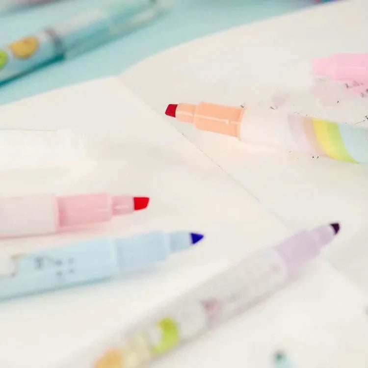 16cm plastic erasable highlighter pen in eight colour sets