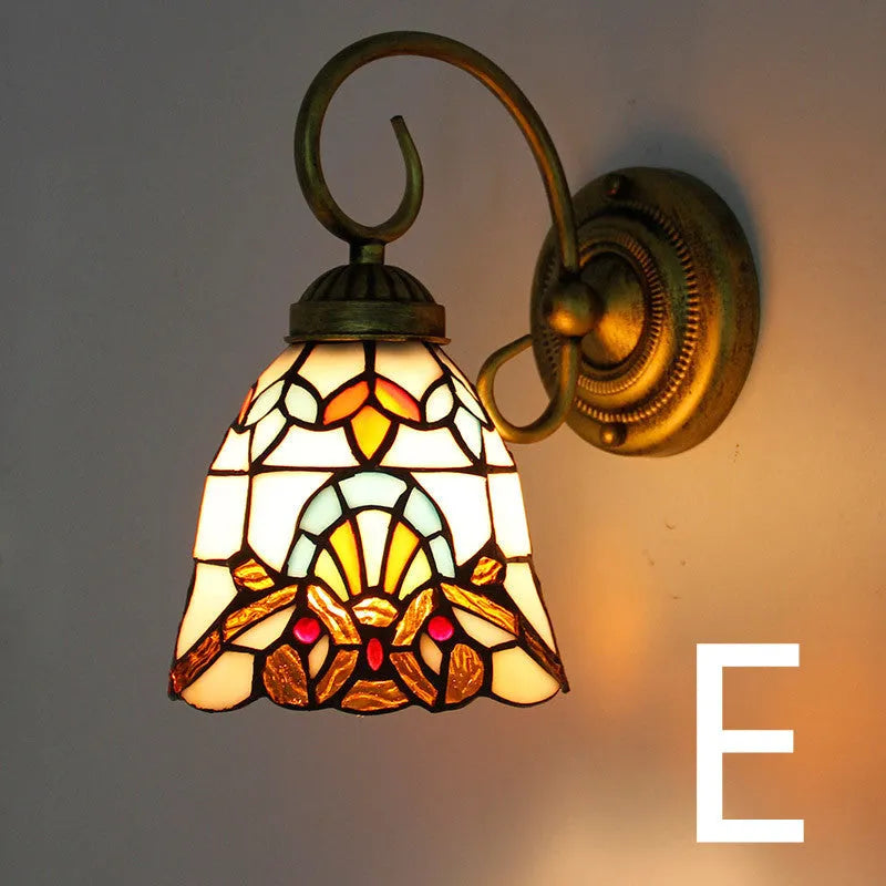 A simple modern stained glass wall lamp for corridors, shown in one of six available coloured styles.