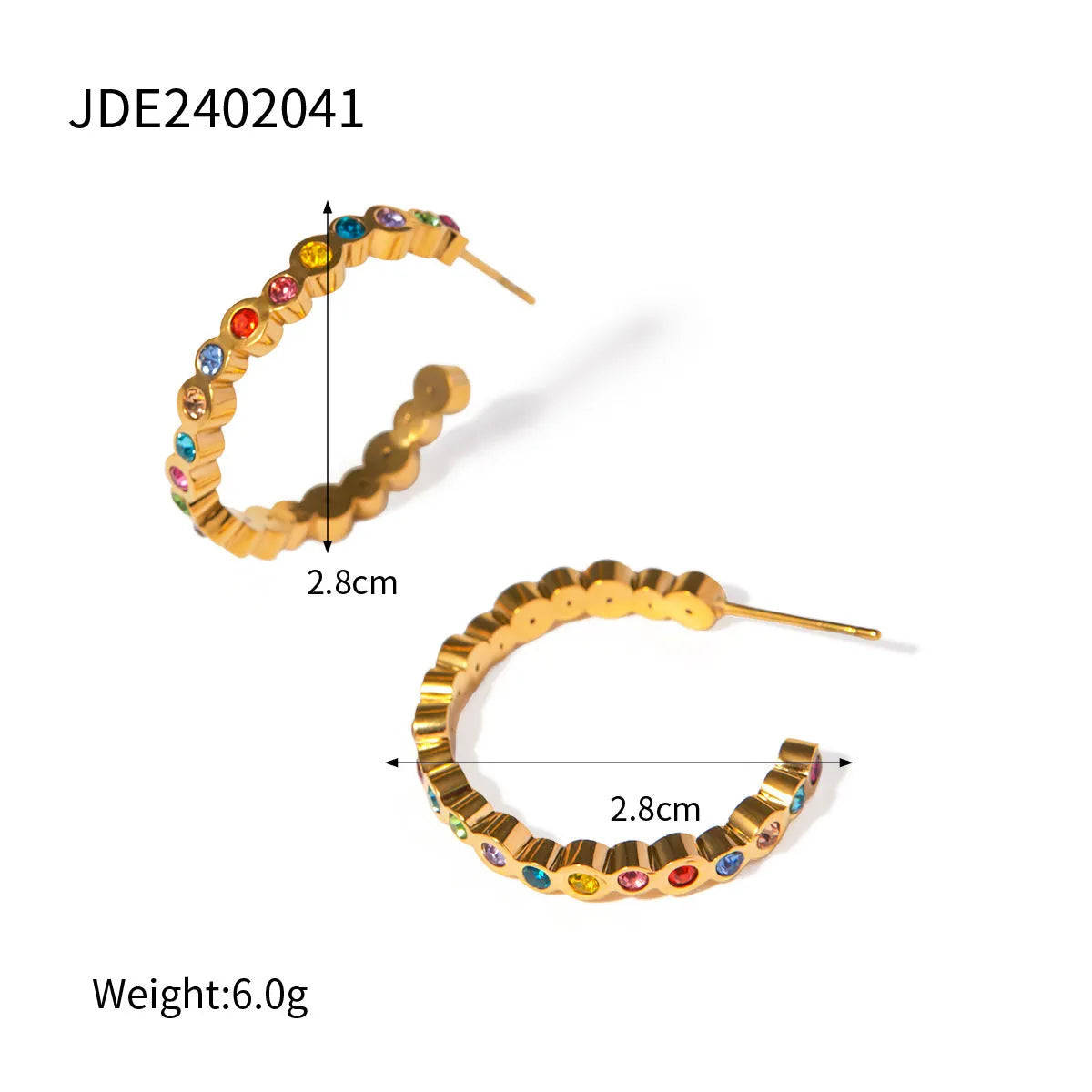 Stainless steel geometric quadrilateral earrings with electroplated finish in colour JDE0107038