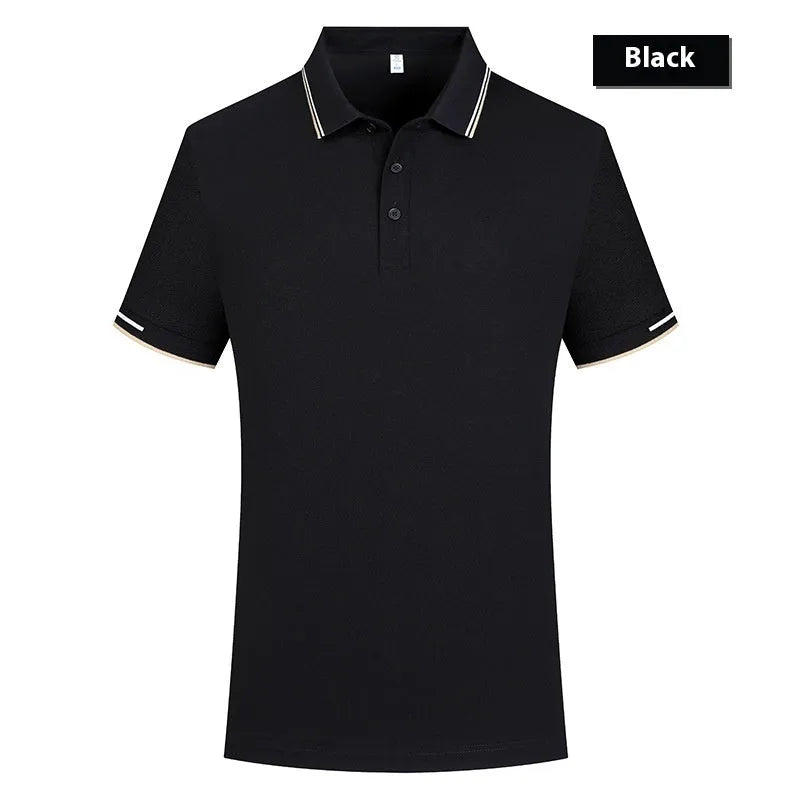 Men's and women's cotton lapel polo in solid colour, short sleeves, loose fit, available in multiple shades