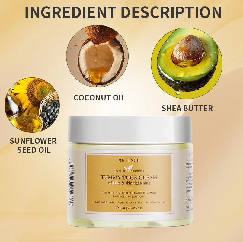 Coconut oil body cream for stretch marks and fine lines recovery, 150g abdominal recovery cream for ladies