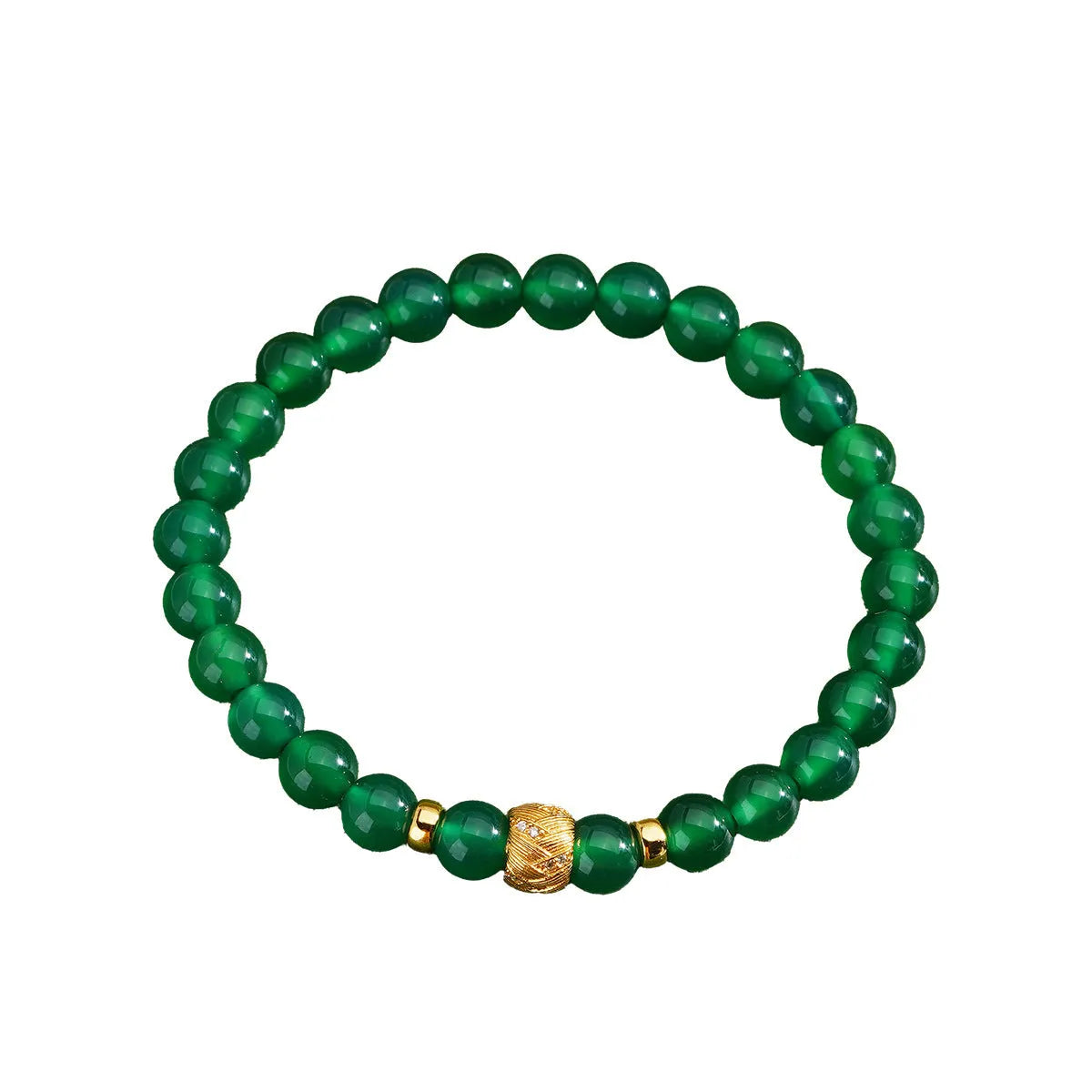 Green agate and sterling silver retro bracelet with geometric 6mm stones