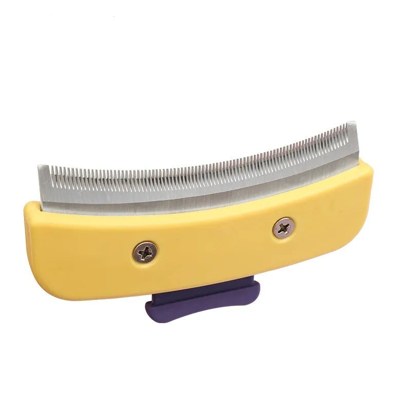 Teddy Golden Retriever hair removal comb with stainless steel blade and plastic TPR handle in two sizes
