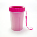 Dog paw cleaner with flat bottle mouth and soft silicone bristles in pink