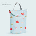 Baby diaper storage bag made of pure cotton waterproof fabric in Yellow Fox print, measuring 24x20x5cm with Velcro closure