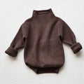 Autumn kids sweater turtleneck pullover in beige – wool blend fabric for boys ages 12 months to 6 years