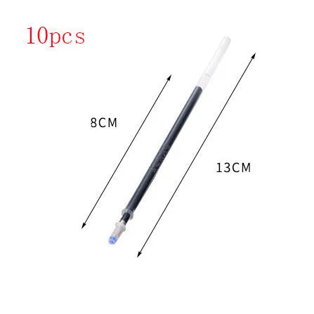 Automatic fade and disappear pen set with clear plastic holder and eight refill cartridges.